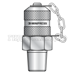 Точка контроля давления M16x2 - NPTF(ш) 1/4"-18 - мет.колп.с цеп. O-Ring type D нержавейка (Minipress)